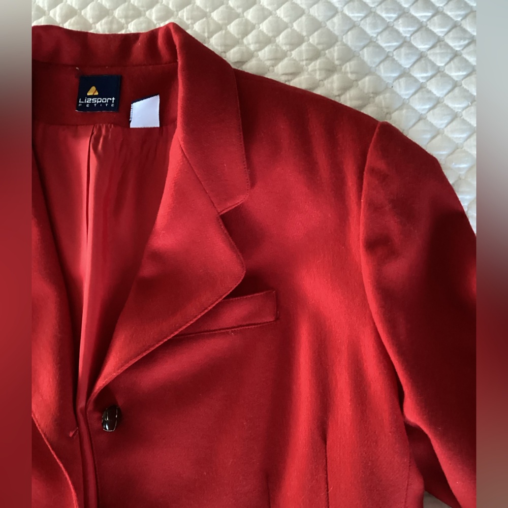 Vintage LizSport Wool Red Blazer 14 Petite - Picture 14 of 16